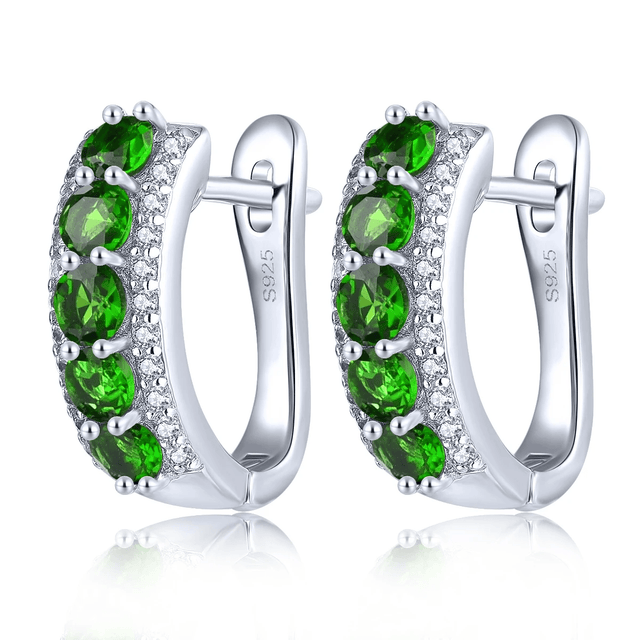 Silver 1.50 ct Chrome Diopside Earrings