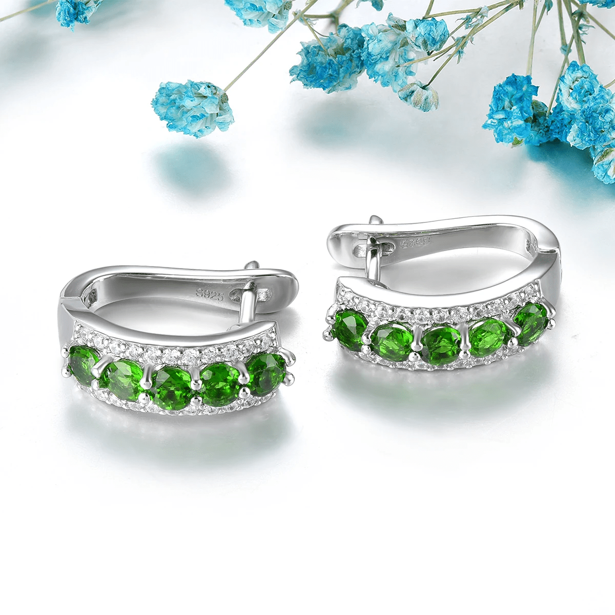 Silver 1.50 ct Chrome Diopside Earrings