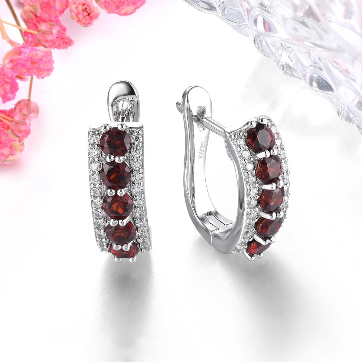 Silver 1.50 ct Garnet Earrings