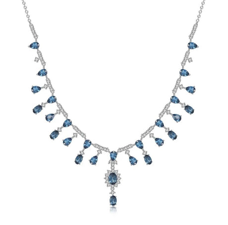 Silver 15.20 ct London Blue Topaz Necklace