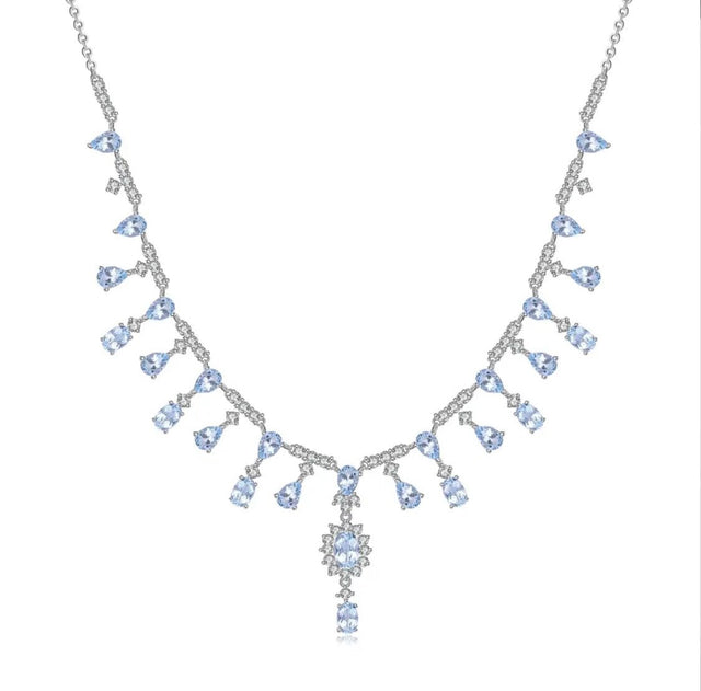Silver 15.20 ct Sky Blue Topaz Necklace