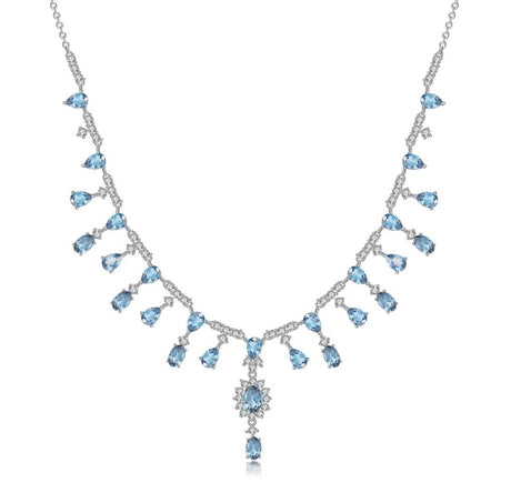 Silver 15.20 ct Swiss Blue Topaz Necklace