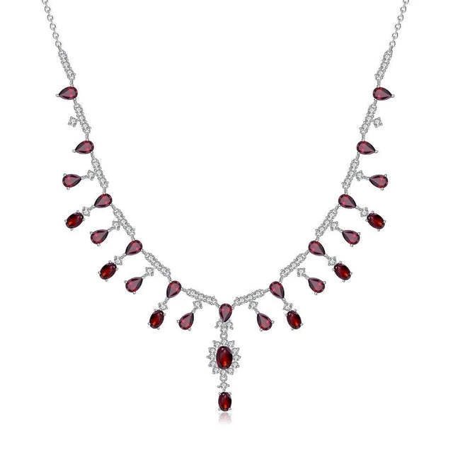 Silver 15.20 Garnet Necklace