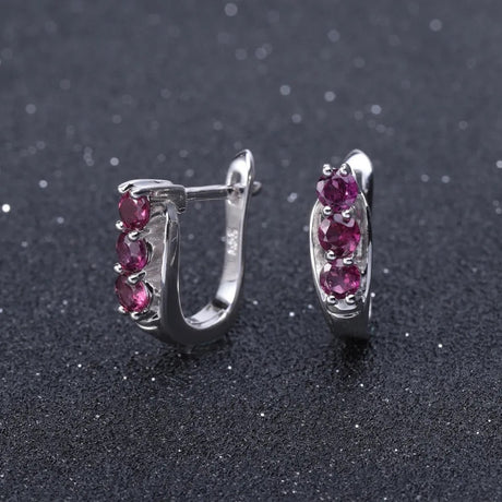Silver 1.57 ct Rhodolite Garnet Earrings