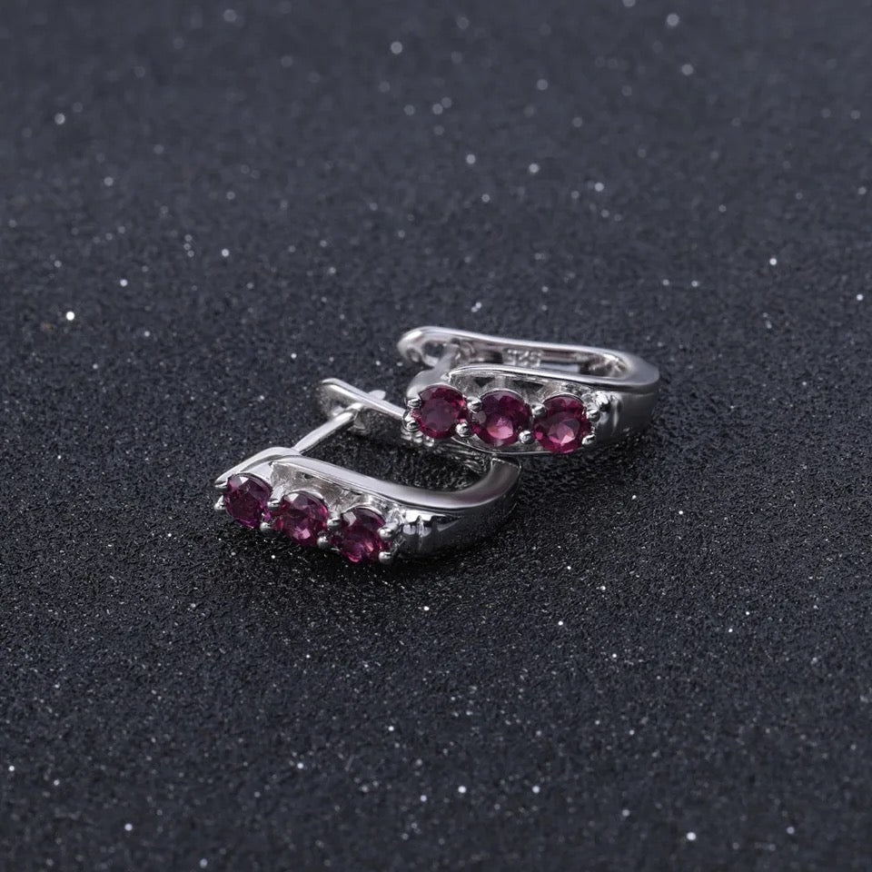 Silver 1.57 ct Rhodolite Garnet Earrings