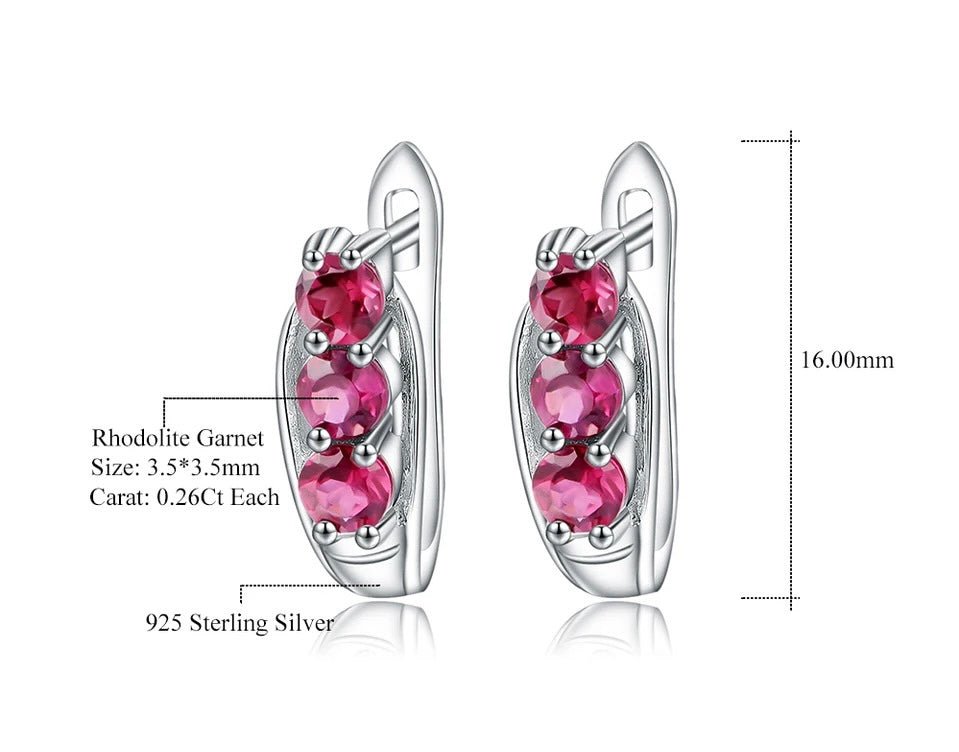 Silver 1.57 ct Rhodolite Garnet Earrings