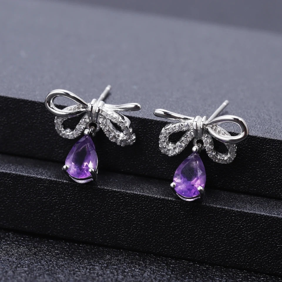 Silver 1.73 ct Amethyst Earrings