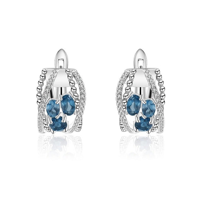 Silver 1.78 ct London Blue Topaz Earrings