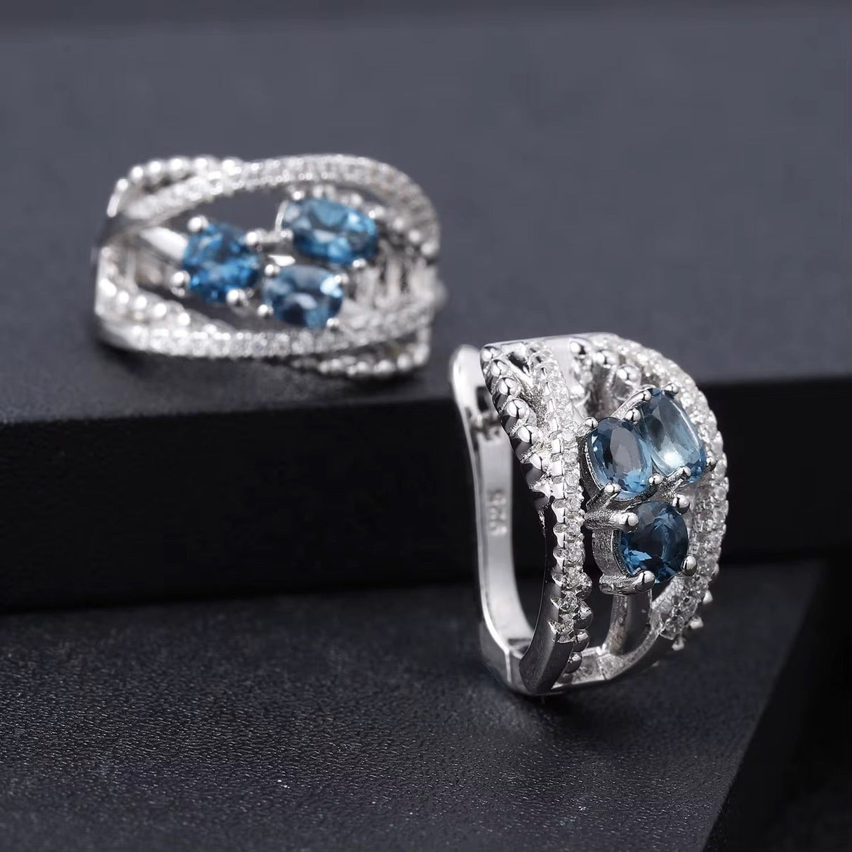 Silver 1.78 ct London Blue Topaz Earrings
