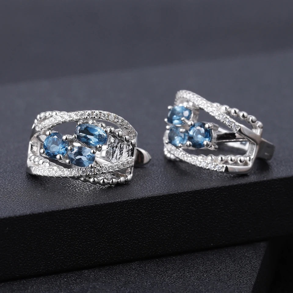 Silver 1.78 ct London Blue Topaz Earrings