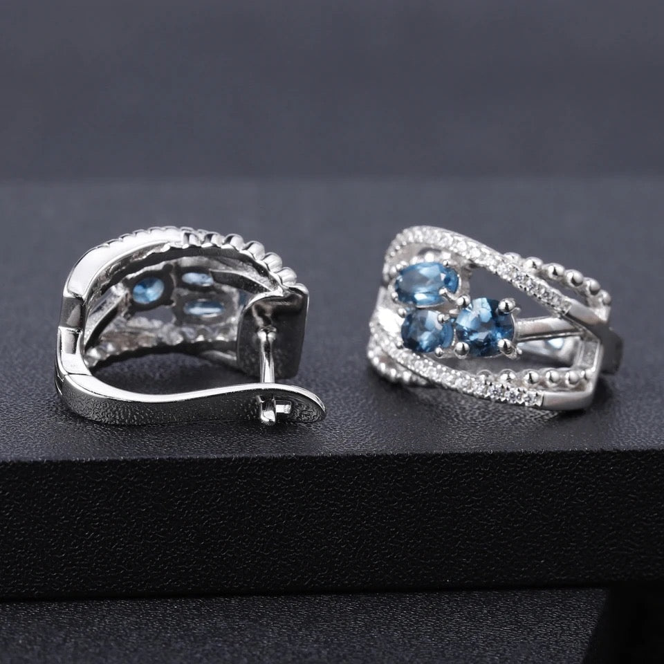 Silver 1.78 ct London Blue Topaz Earrings