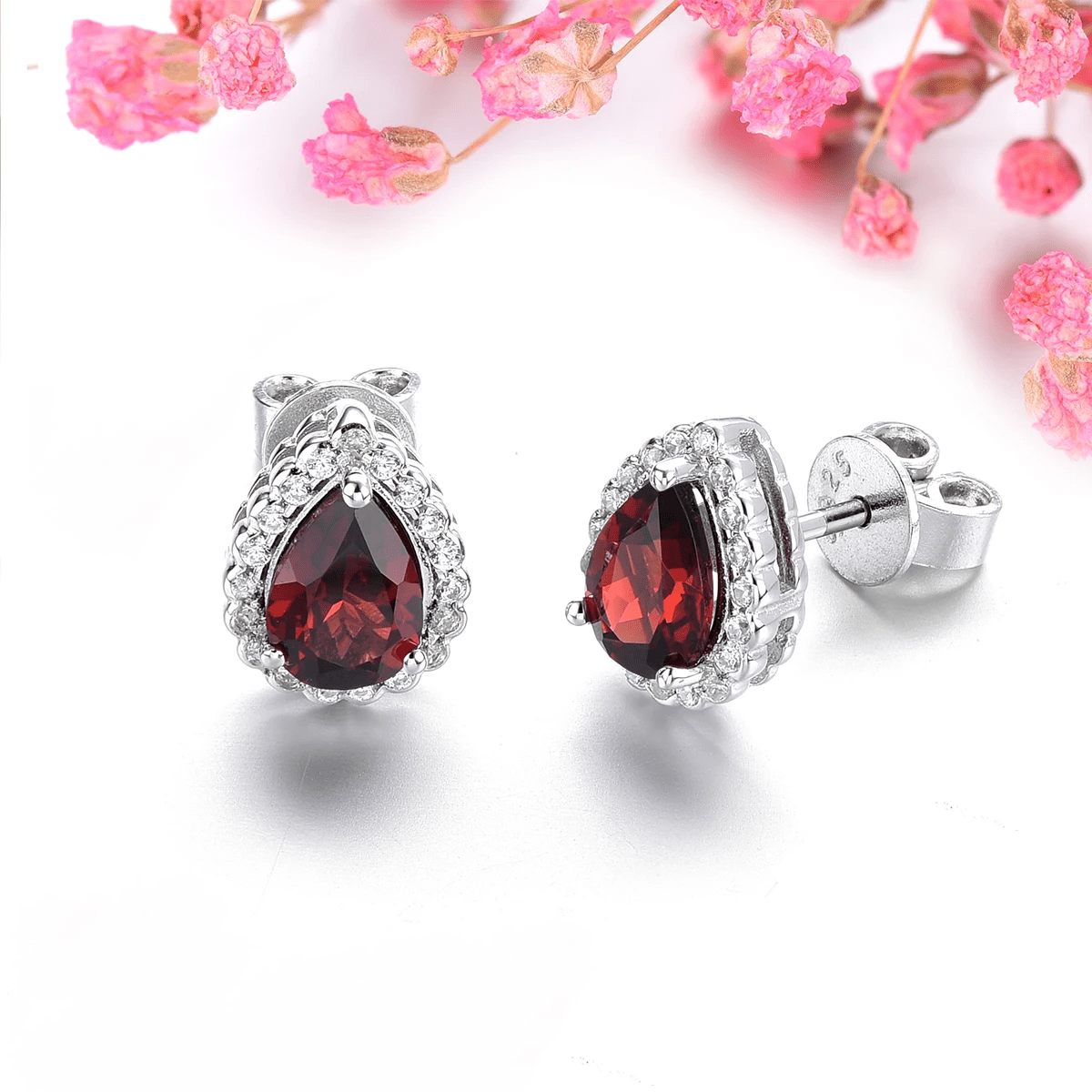 Silver 1.80 ct Garnet Earrings