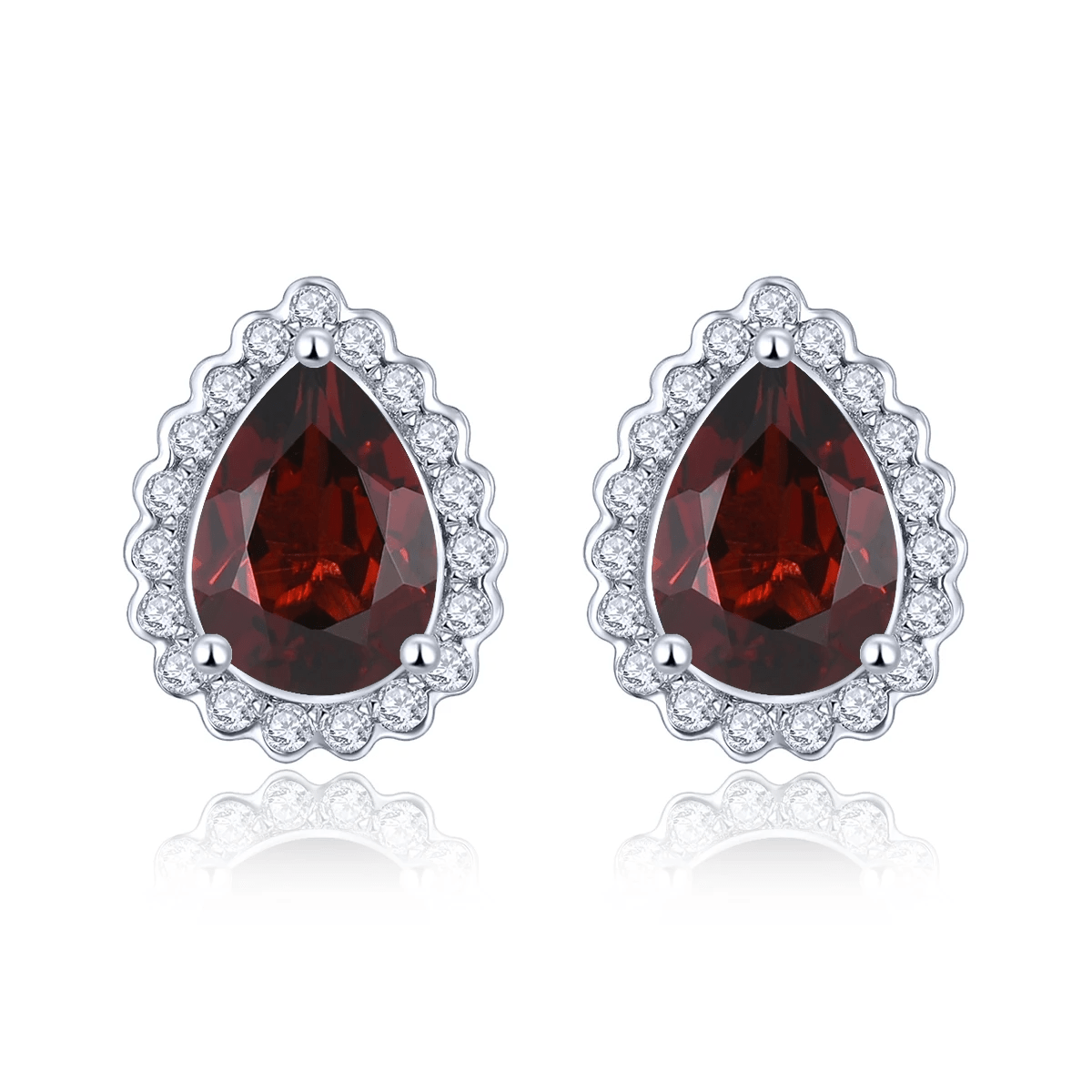 Silver 1.80 ct Garnet Earrings