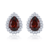 Silver 1.80 ct Garnet Earrings