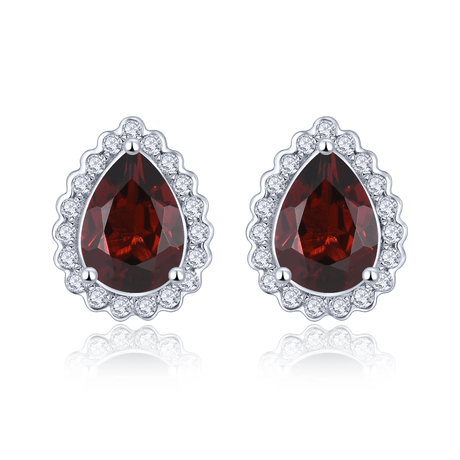Silver 1.80 ct Garnet Earrings