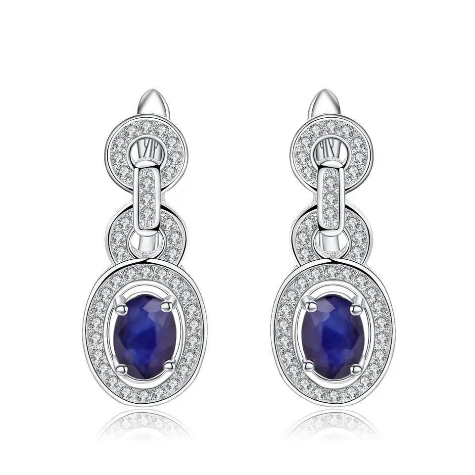 Silver 1.89 ct Sapphire Earrings