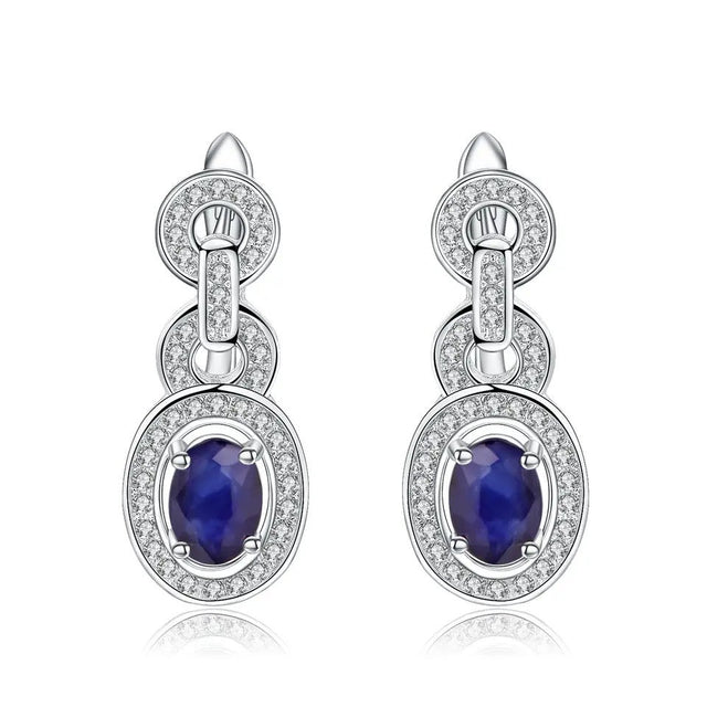 Silver 1.89 ct Sapphire Earrings
