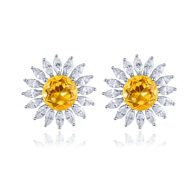 Silver 2.00 ct Citrine Earrings