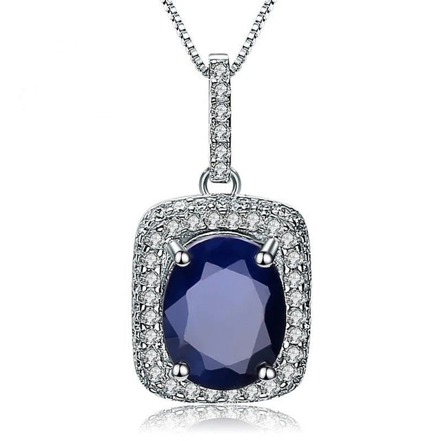Silver 2.02 ct Sapphire Pendant