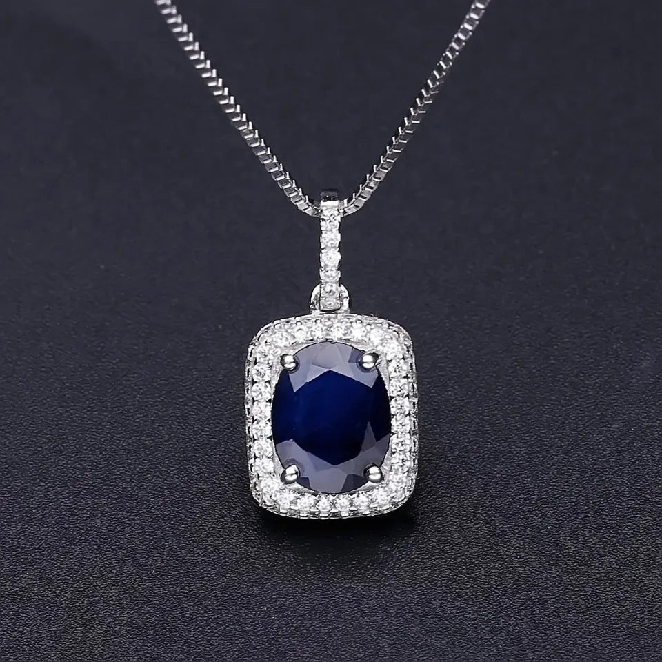Silver 2.02 ct Sapphire Pendant