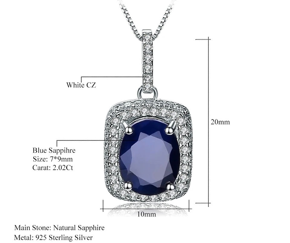 Silver 2.02 ct Sapphire Pendant