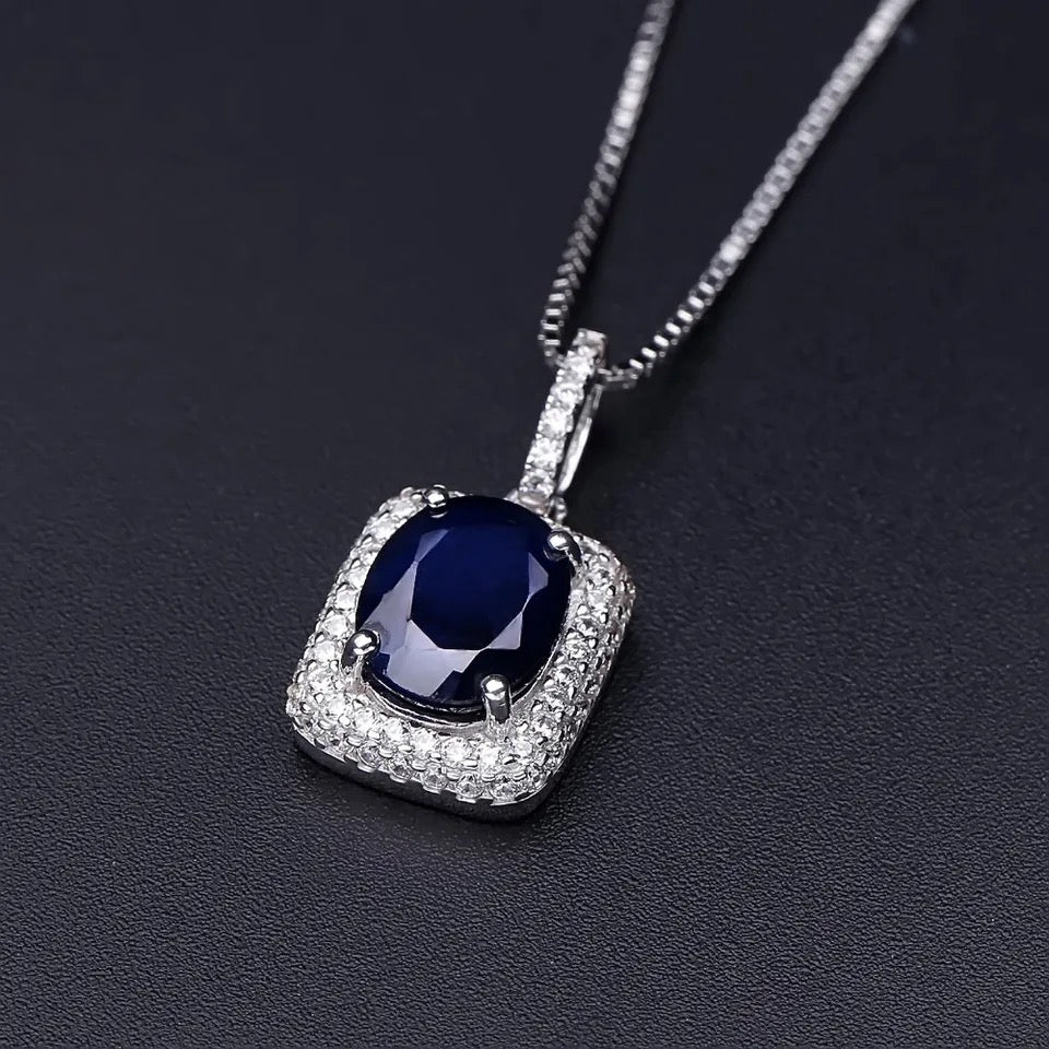 Silver 2.02 ct Sapphire Pendant
