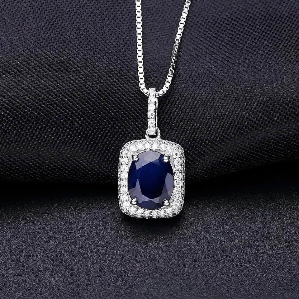 Silver 2.02 ct Sapphire Pendant