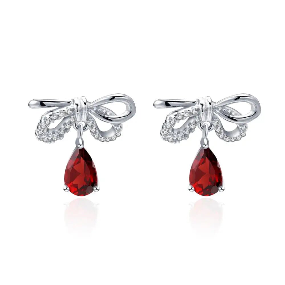 Silver 2.10 ct Garnet Earrings