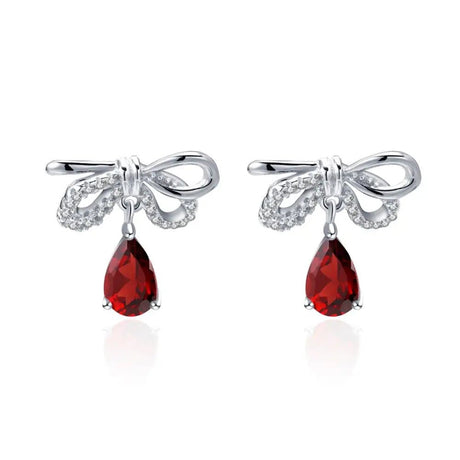Silver 2.10 ct Garnet Earrings