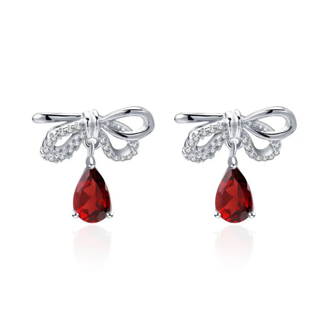Silver 2.10 ct Garnet Earrings