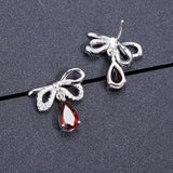 Silver 2.10 ct Garnet Earrings