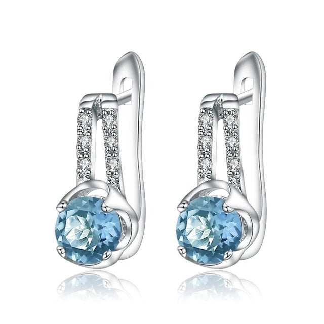 Silver 2.10 ct Sky Blue Topaz Earrings