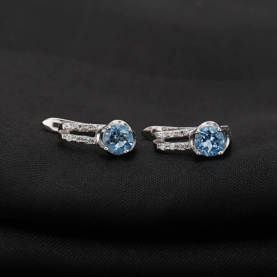 Silver 2.10 ct Sky Blue Topaz Earrings