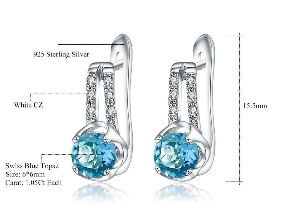 Silver 2.10 ct Sky Blue Topaz Earrings