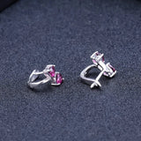 Silver 2.23 ct Rhodolite Garnet Heart Shaped Earrings
