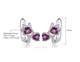 Silver 2.23 ct Rhodolite Garnet Heart Shaped Earrings