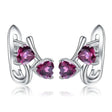 Silver 2.23 ct Rhodolite Garnet Heart Shaped Earrings