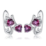 Silver 2.23 ct Rhodolite Garnet Heart Shaped Earrings
