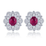 Silver 2.30 ct Ruby Earrings