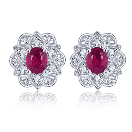Silver 2.30 ct Ruby Earrings