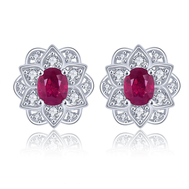 Silver 2.30 ct Ruby Earrings