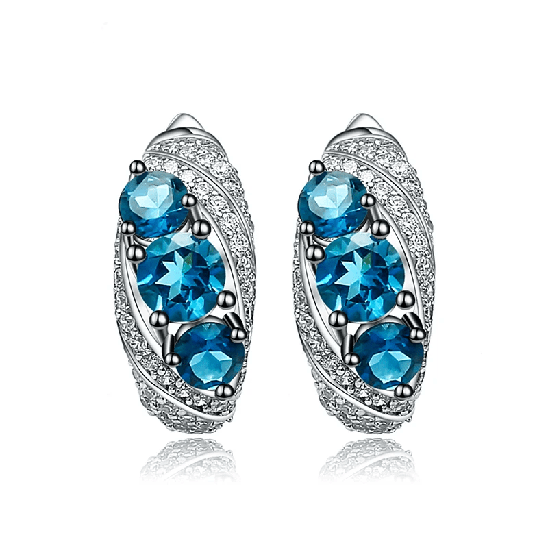 Silver 2.50 ct London Blue Topaz Earrings
