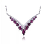 Silver 2.50 Rhodolite Garnet Necklace