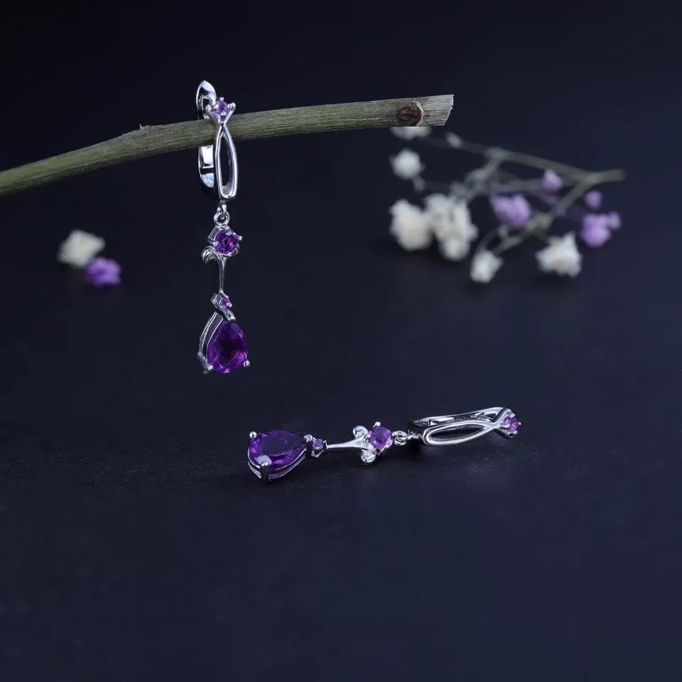 Silver 2.87 ct Amethyst Earrings