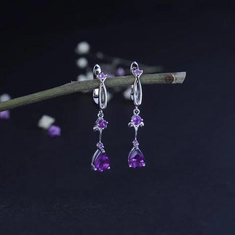 Silver 2.87 ct Amethyst Earrings