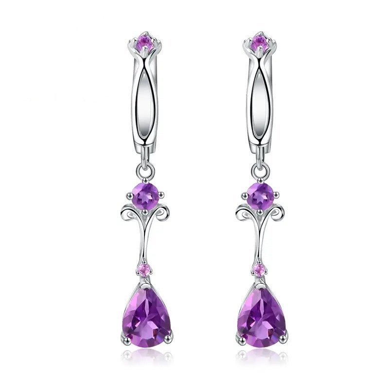 Silver 2.87 ct Amethyst Earrings