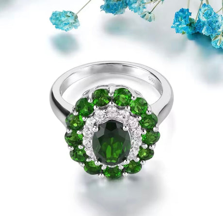 Silver 2.90 ct Chrome Diopside Ring