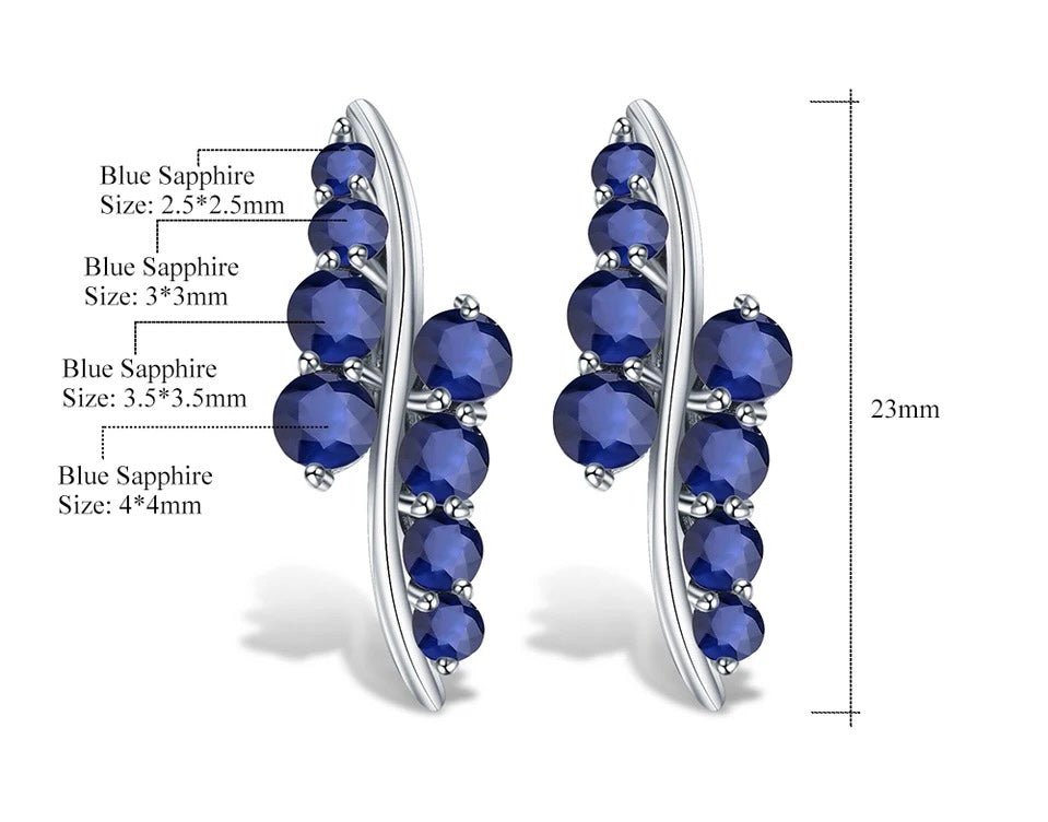 Silver 3.00 ct Sapphire Earrings