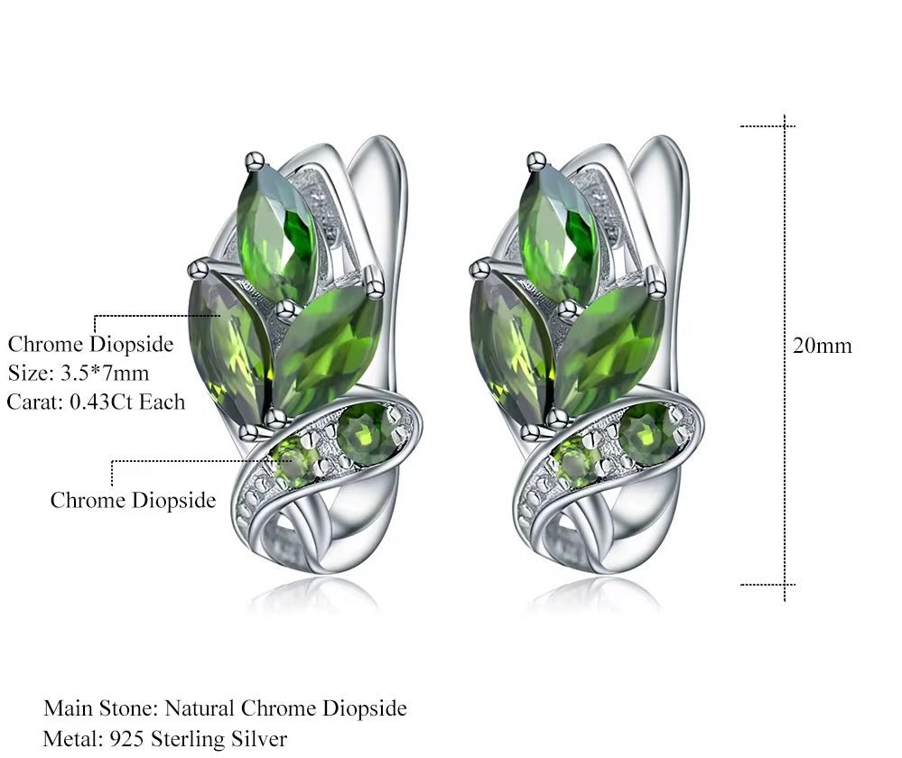 Silver 3.11 ct Chrome Diopside Earrings