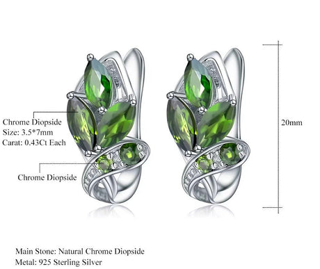 Silver 3.11 ct Chrome Diopside Earrings